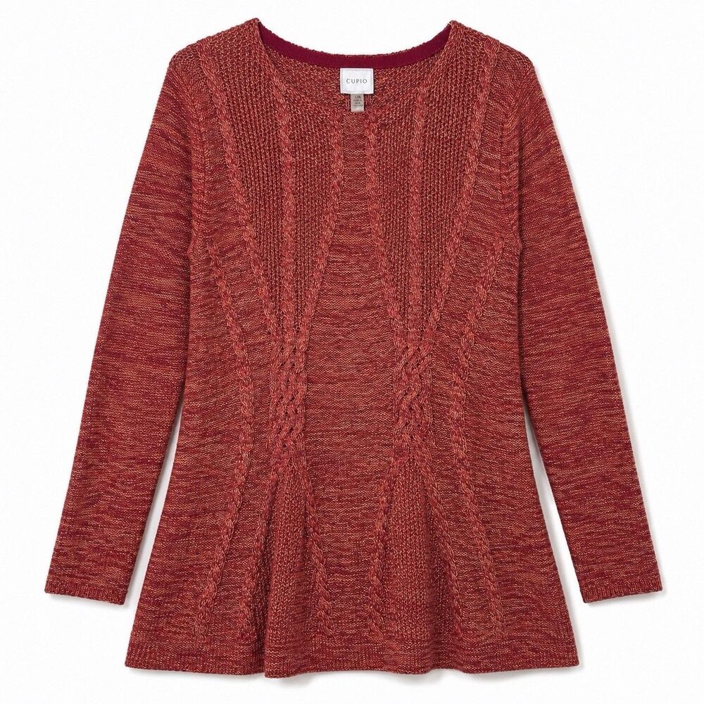 Cupio Women’s Long Sleeve Chianti Sweater Rustic Red/Orange Size Large NWT